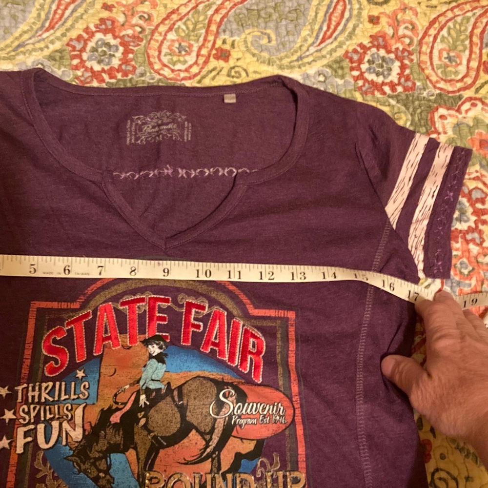 Panhandle Slim Western Cowboy Purple Ringer T Shirt M - Picture 5 of 7